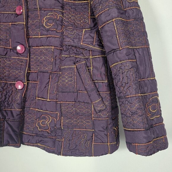 Sun Light Made in Italy Women's Quilted Gold/Purple Jacket Size Medium - Picture 3 of 10
